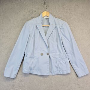 CAbi Blazer Womens 6 Blue Double‎ Breasted Chambray Business Preppy Academia 725